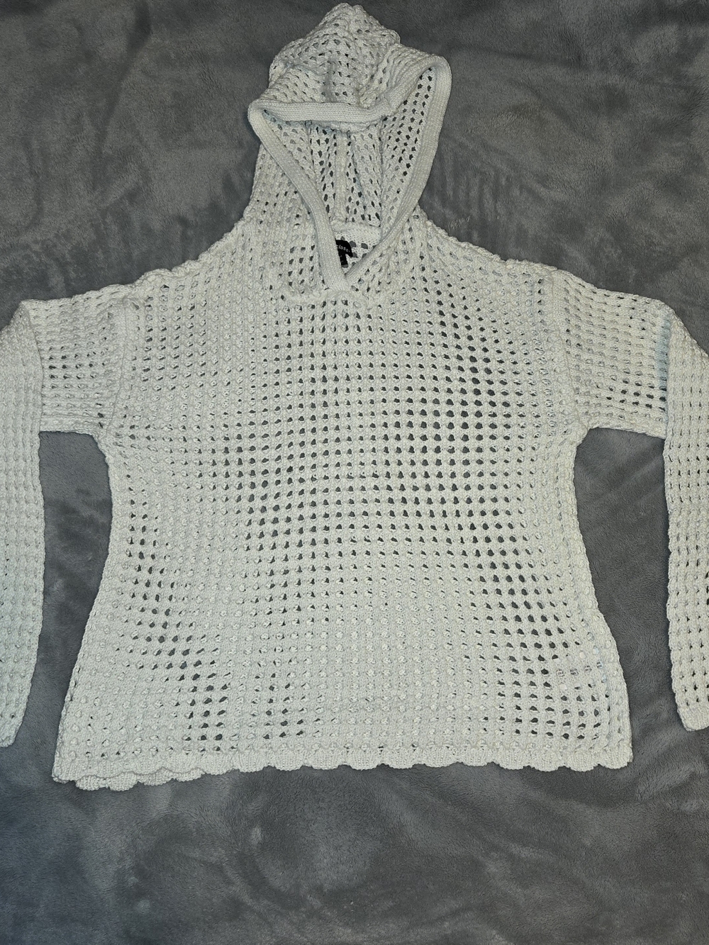 Art Class Women’s White Crochet Hooded Sweater SZ XL 14